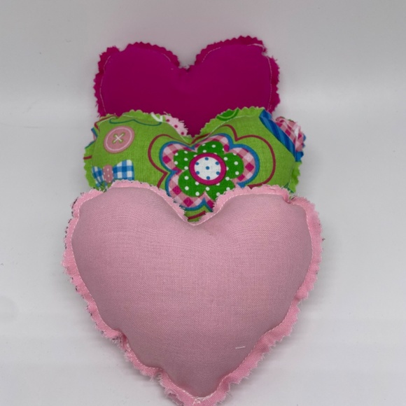 Set of 3 Handmade Small Heart Stuffed Pillows / Valentine’s Day Decor - Picture 3 of 3